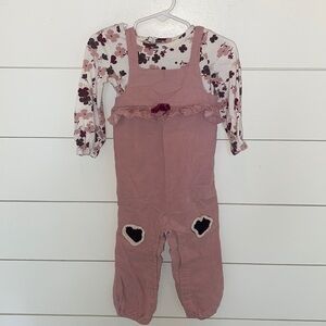 Baby Starters Floral Bodysuit Corduroy Overalls